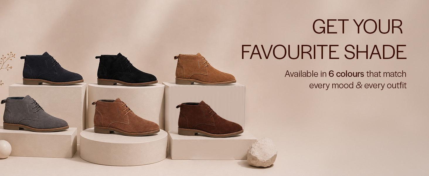 Men Cognac Suede Leather Ankle Length Lace Up Chukka Boots|Biking Boot with Anti-Skid Honey TPR Sole|Formal, Office, Casual Wear, Winter Outfits, Travel