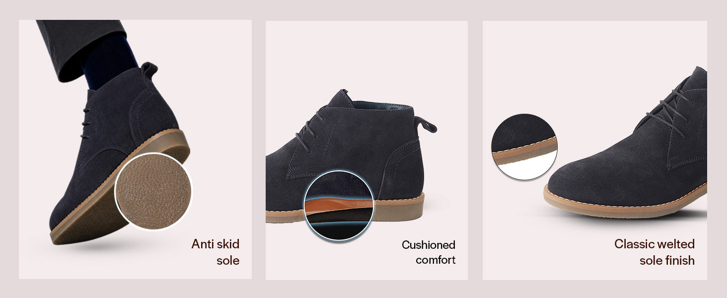 Men Cognac Suede Leather Ankle Length Lace Up Chukka Boots|Biking Boot with Anti-Skid Honey TPR Sole|Formal, Office, Casual Wear, Winter Outfits, Travel