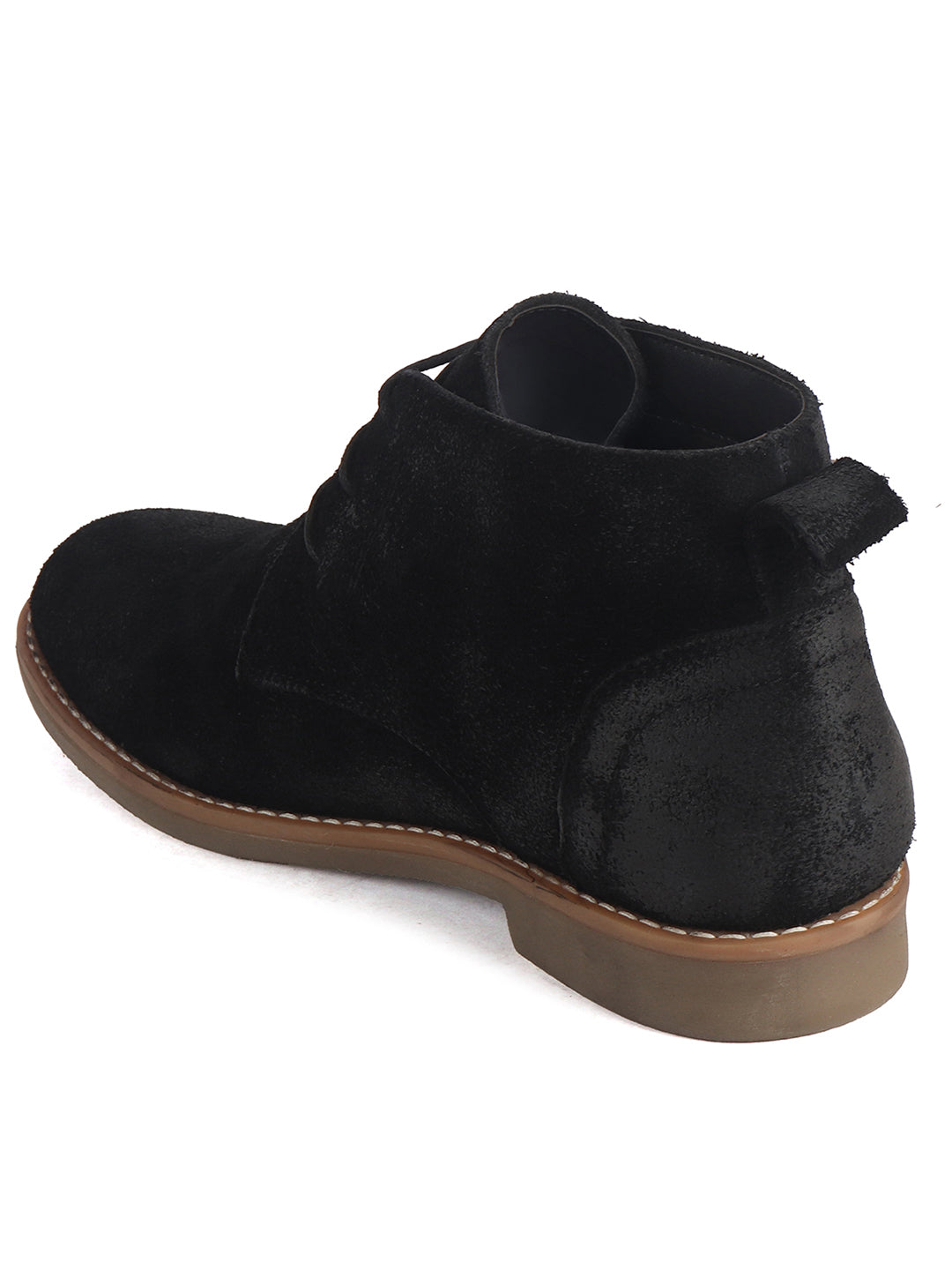 Men Black Suede Leather Ankle Length Lace Up Chukka Boots|Biking Boot with Anti-Skid Honey TPR Sole|Formal, Office, Casual Wear, Winter Outfits, Travel