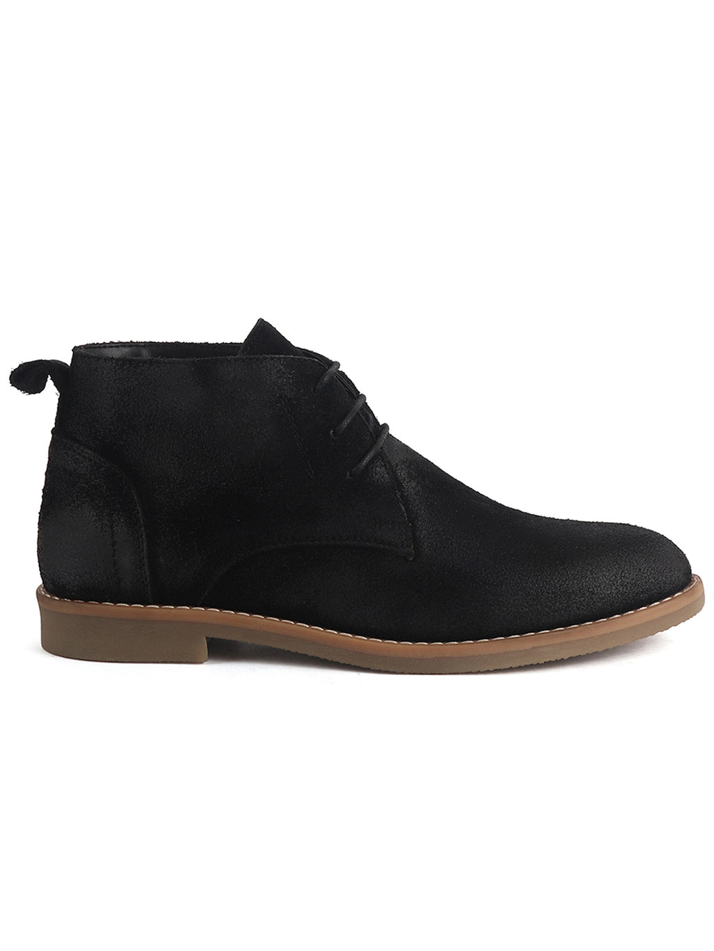 Men Black Suede Leather Ankle Length Lace Up Chukka Boots|Biking Boot with Anti-Skid Honey TPR Sole|Formal, Office, Casual Wear, Winter Outfits, Travel