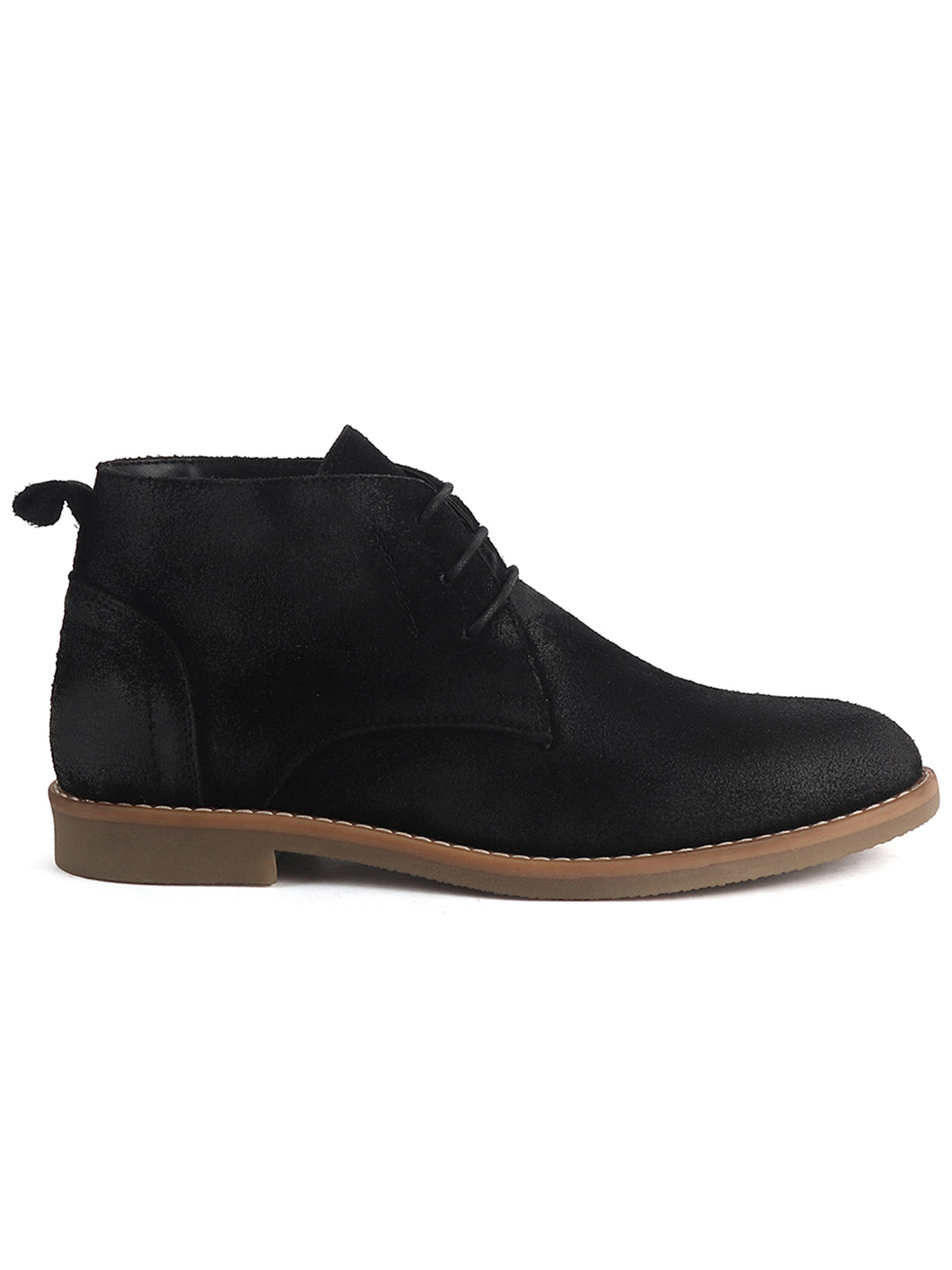 Men Black Suede Leather Ankle Length Lace Up Chukka Boots|Biking Boot with Anti-Skid Honey TPR Sole|Formal, Office, Casual Wear, Winter Outfits, Travel