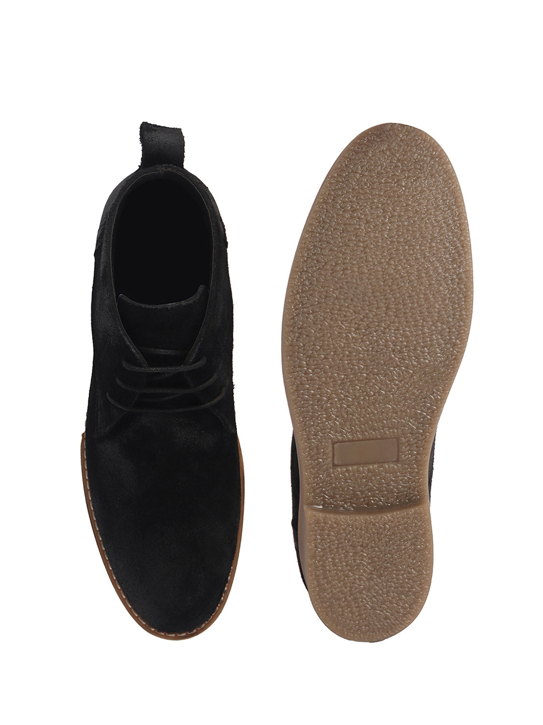 Men Black Suede Leather Ankle Length Lace Up Chukka Boots|Biking Boot with Anti-Skid Honey TPR Sole|Formal, Office, Casual Wear, Winter Outfits, Travel