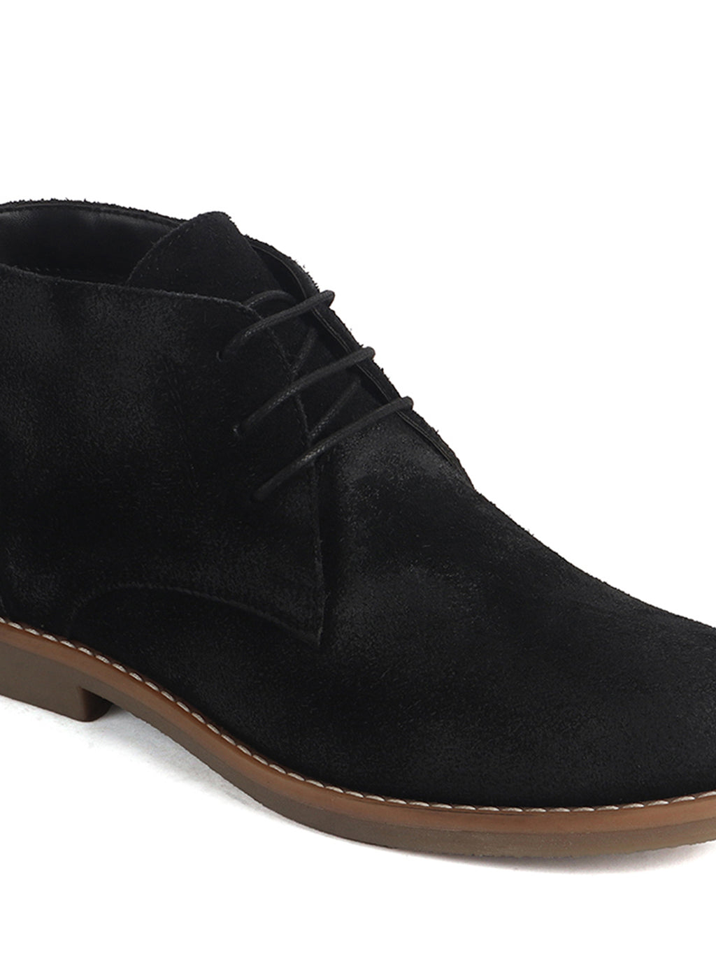 Men Black Suede Leather Ankle Length Lace Up Chukka Boots|Biking Boot with Anti-Skid Honey TPR Sole|Formal, Office, Casual Wear, Winter Outfits, Travel