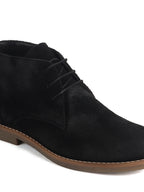 Men Black Suede Leather Ankle Length Lace Up Chukka Boots|Biking Boot with Anti-Skid Honey TPR Sole|Formal, Office, Casual Wear, Winter Outfits, Travel