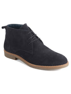 Men Blue Suede Leather Ankle Length Lace Up Chukka Boots|Biking Boot with Anti-Skid Honey TPR Sole|Formal, Office, Casual Wear, Winter Outfits, Travel