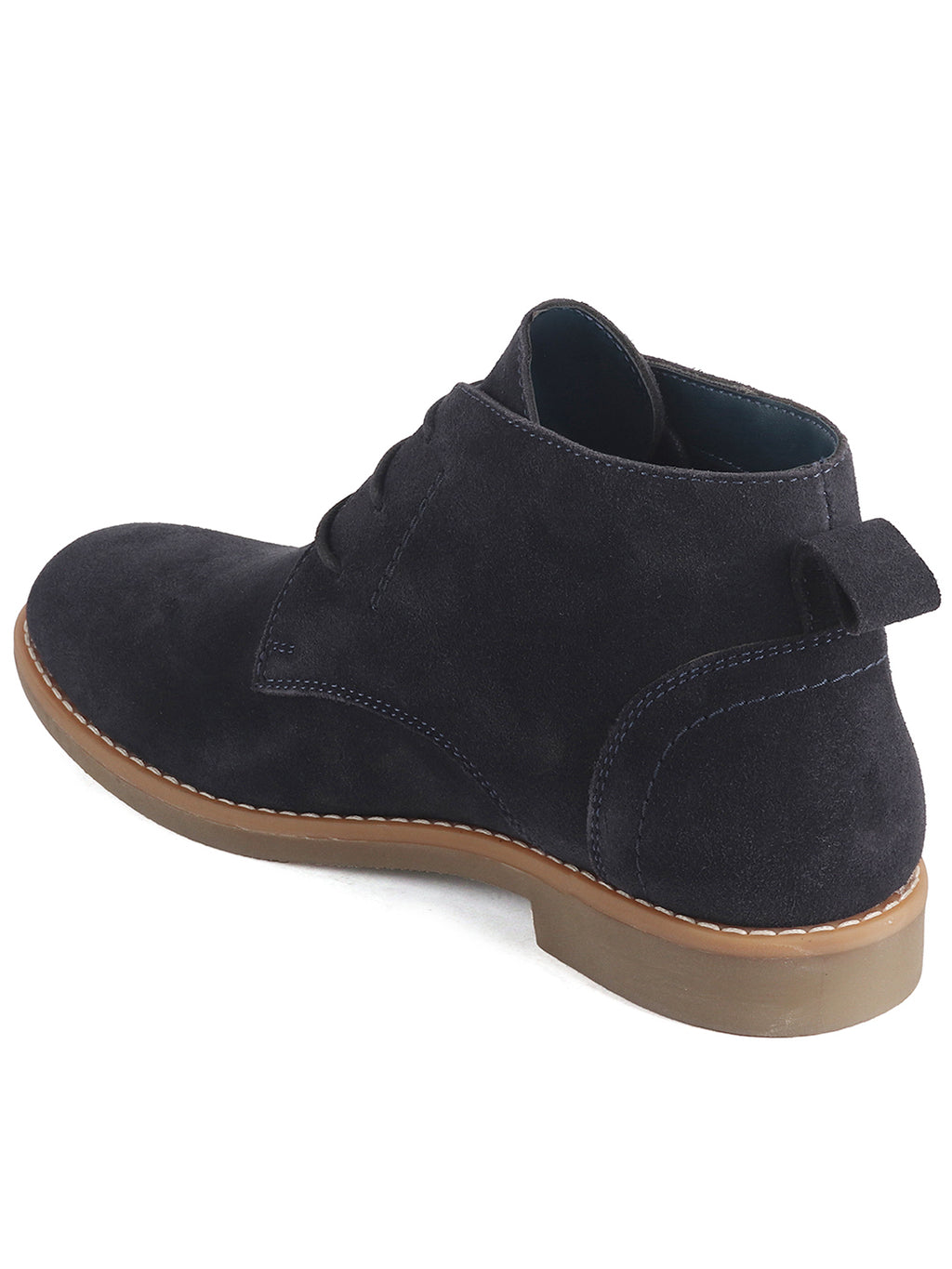 Men Blue Suede Leather Ankle Length Lace Up Chukka Boots|Biking Boot with Anti-Skid Honey TPR Sole|Formal, Office, Casual Wear, Winter Outfits, Travel