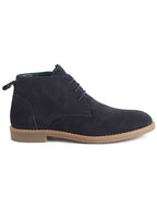 Men Blue Suede Leather Ankle Length Lace Up Chukka Boots|Biking Boot with Anti-Skid Honey TPR Sole|Formal, Office, Casual Wear, Winter Outfits, Travel