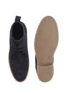 Men Blue Suede Leather Ankle Length Lace Up Chukka Boots|Biking Boot with Anti-Skid Honey TPR Sole|Formal, Office, Casual Wear, Winter Outfits, Travel