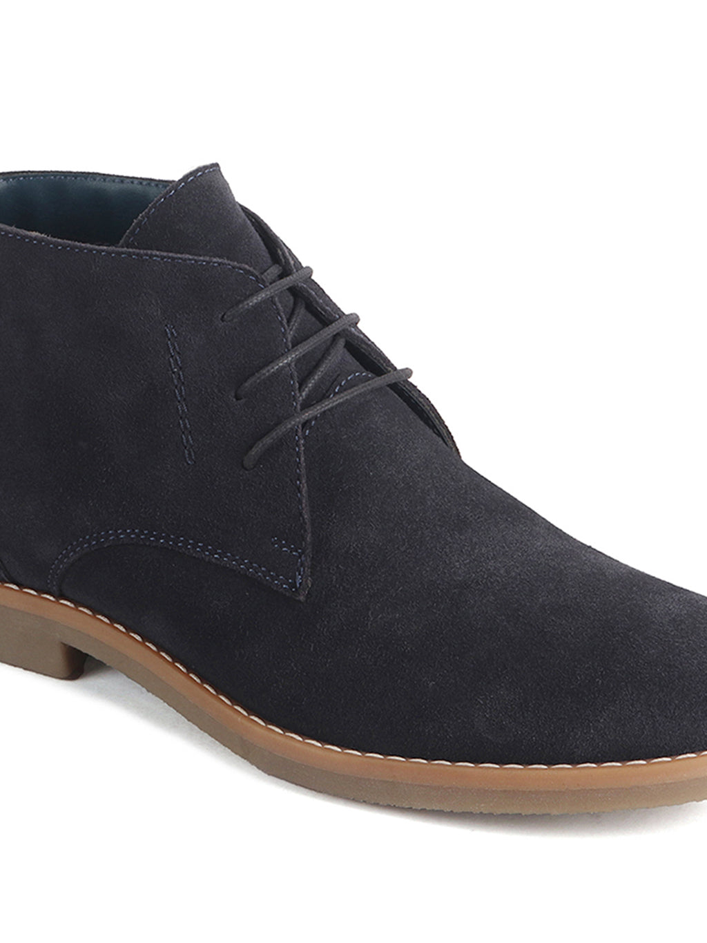Men Blue Suede Leather Ankle Length Lace Up Chukka Boots|Biking Boot with Anti-Skid Honey TPR Sole|Formal, Office, Casual Wear, Winter Outfits, Travel