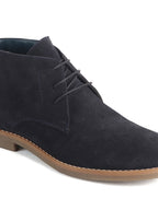 Men Blue Suede Leather Ankle Length Lace Up Chukka Boots|Biking Boot with Anti-Skid Honey TPR Sole|Formal, Office, Casual Wear, Winter Outfits, Travel