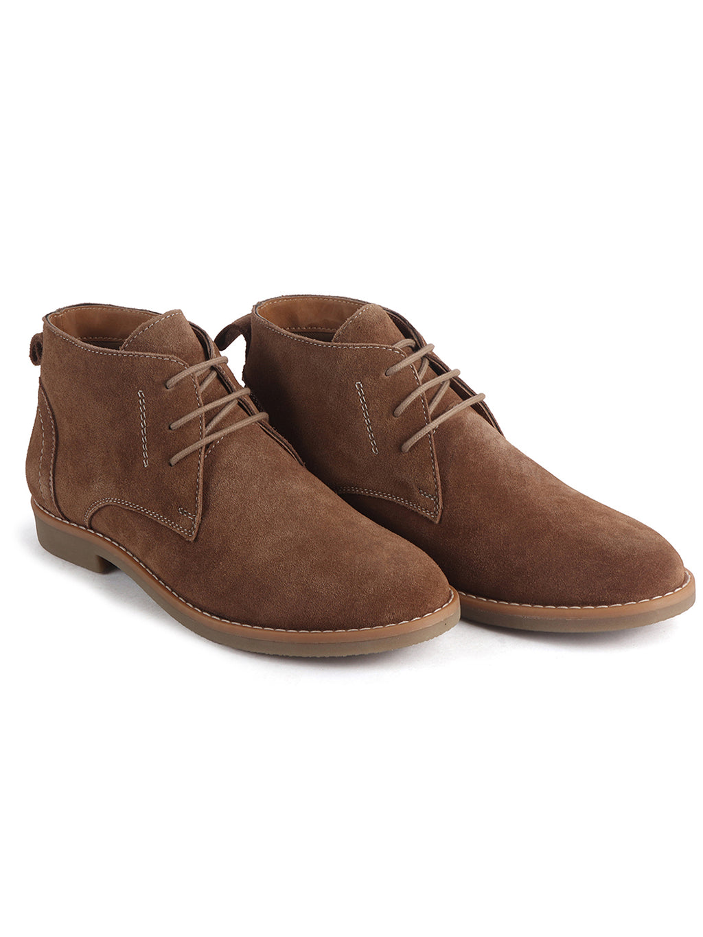 Men Brown Suede Leather Ankle Length Lace Up Chukka Boots|Biking Boot with Anti-Skid Honey TPR Sole|Formal, Office, Casual Wear, Winter Outfits, Travel