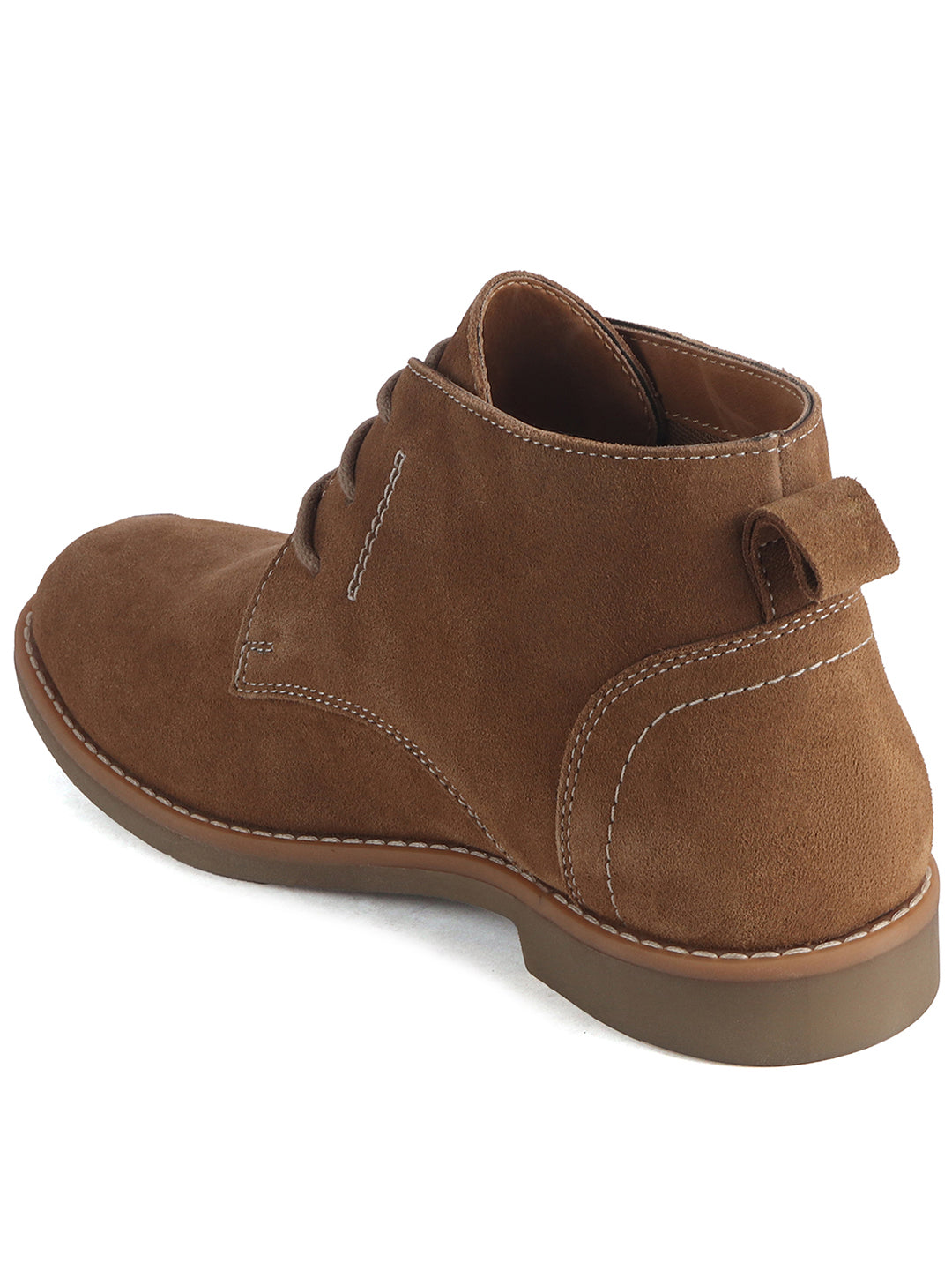 Men Camel Suede Leather Ankle Length Lace Up Chukka Boots|Biking Boot with Anti-Skid Honey TPR Sole|Formal, Office, Casual Wear, Winter Outfits, Travel