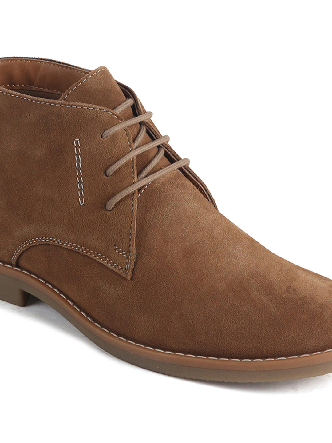 Men Camel Suede Leather Ankle Length Lace Up Chukka Boots|Biking Boot with Anti-Skid Honey TPR Sole|Formal, Office, Casual Wear, Winter Outfits, Travel