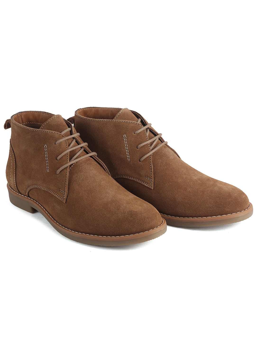 Men Camel Suede Leather Ankle Length Lace Up Chukka Boots|Biking Boot with Anti-Skid Honey TPR Sole|Formal, Office, Casual Wear, Winter Outfits, Travel