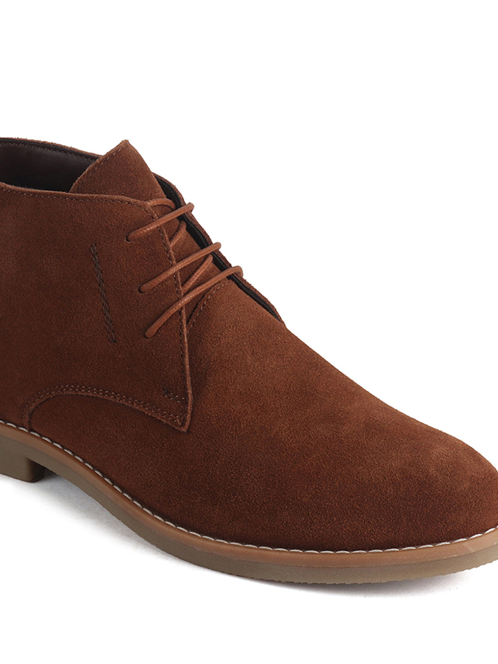 Men Cognac Suede Leather Ankle Length Lace Up Chukka Boots|Biking Boot with Anti-Skid Honey TPR Sole|Formal, Office, Casual Wear, Winter Outfits, Travel