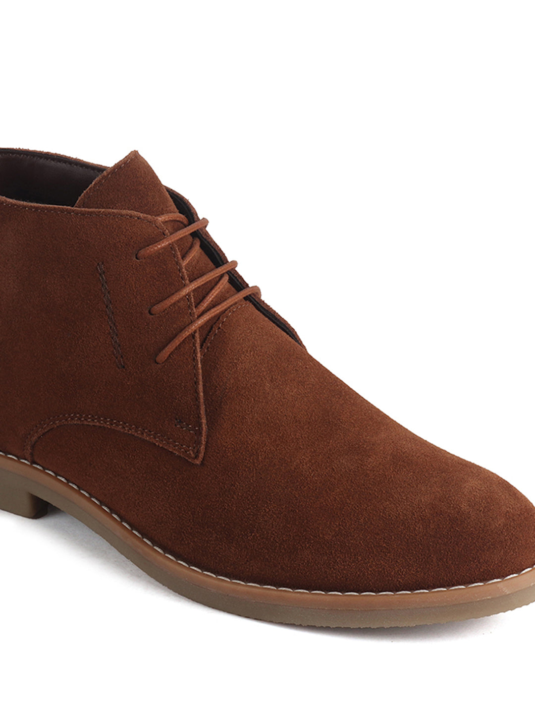 Men Cognac Suede Leather Ankle Length Lace Up Chukka Boots|Biking Boot with Anti-Skid Honey TPR Sole|Formal, Office, Casual Wear, Winter Outfits, Travel