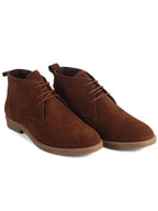 Men Cognac Suede Leather Ankle Length Lace Up Chukka Boots|Biking Boot with Anti-Skid Honey TPR Sole|Formal, Office, Casual Wear, Winter Outfits, Travel