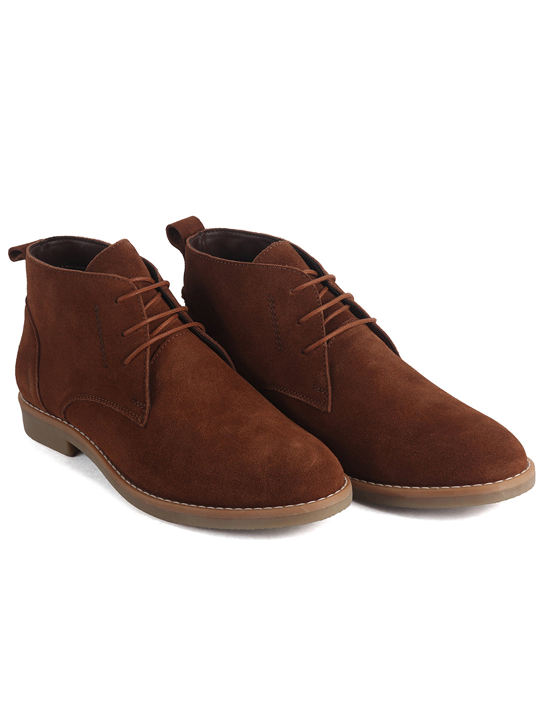 Men Cognac Suede Leather Ankle Length Lace Up Chukka Boots|Biking Boot with Anti-Skid Honey TPR Sole|Formal, Office, Casual Wear, Winter Outfits, Travel