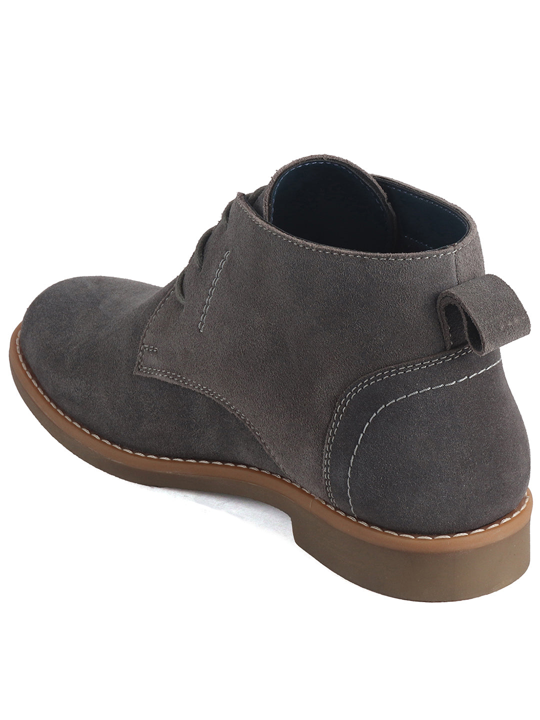 Men Grey Suede Leather Ankle Length Lace Up Chukka Boots|Biking Boot with Anti-Skid Honey TPR Sole|Formal, Office, Casual Wear, Winter Outfits, Travel