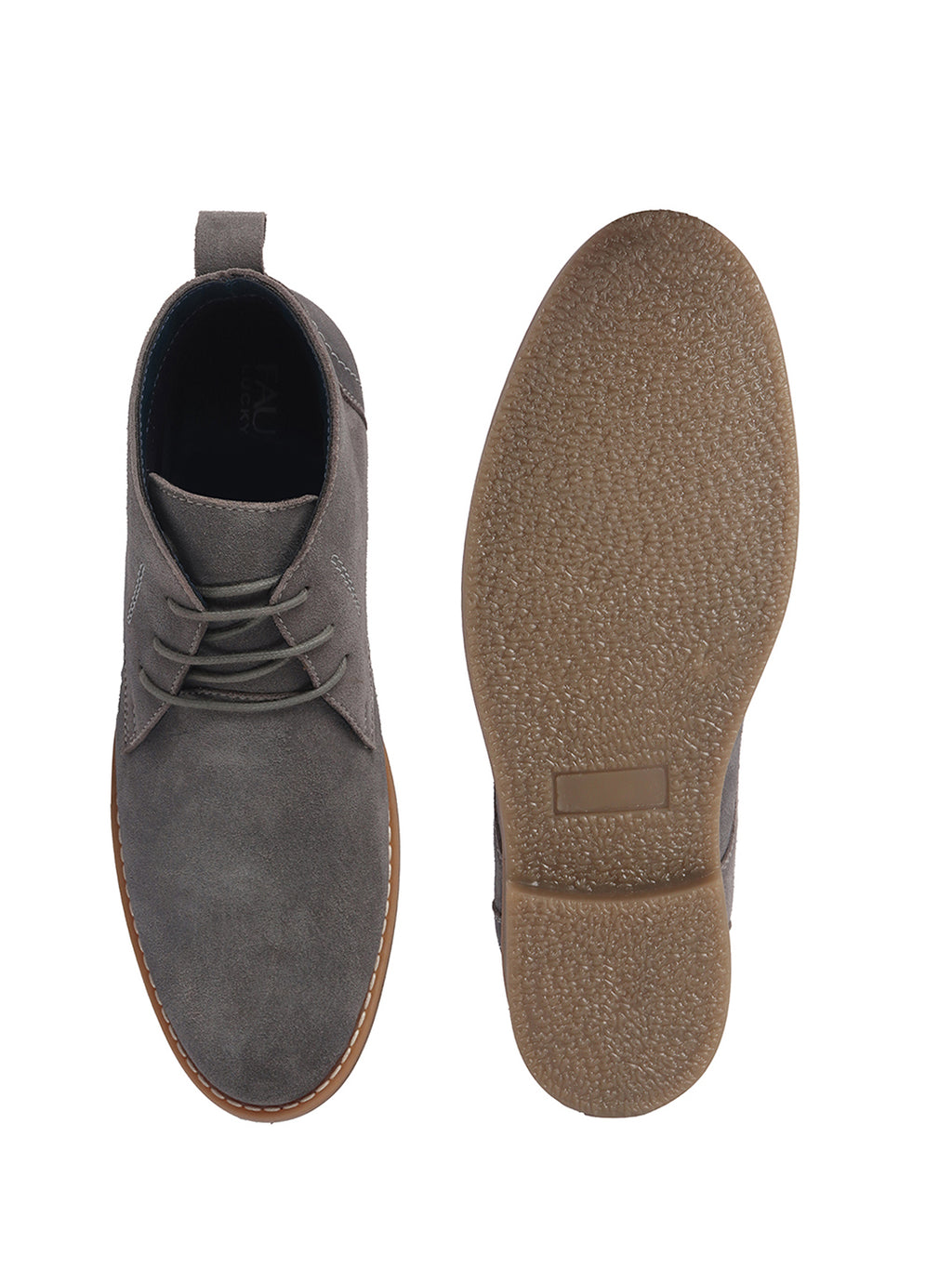 Men Grey Suede Leather Ankle Length Lace Up Chukka Boots|Biking Boot with Anti-Skid Honey TPR Sole|Formal, Office, Casual Wear, Winter Outfits, Travel