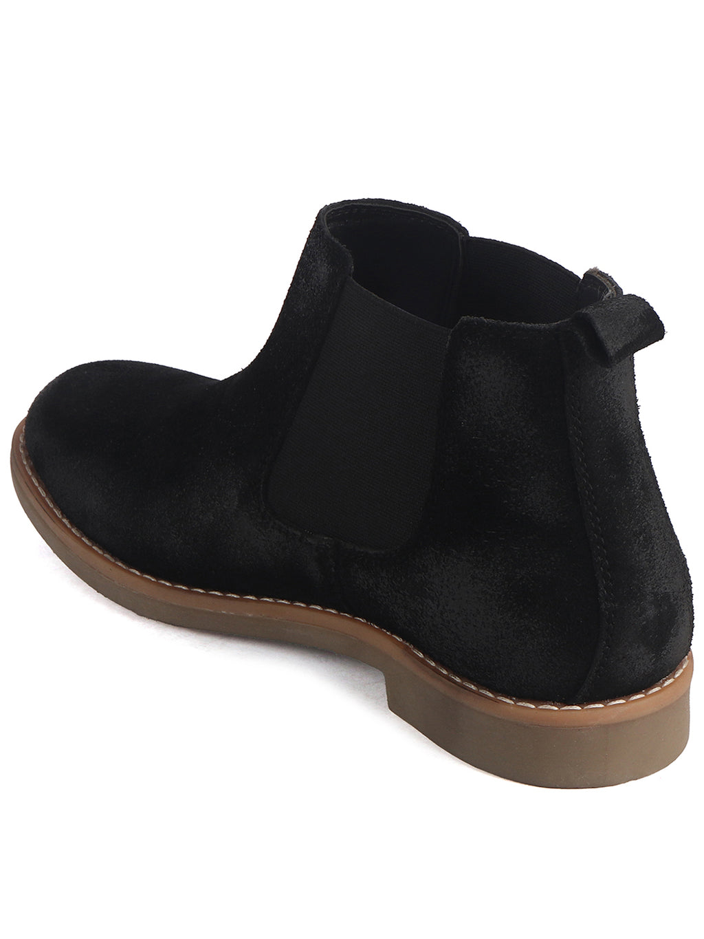 Men Black Suede Leather High Ankle Slip-On Chelsea Boot with Cushioned Insole|Anti Skid Honey TPR Sole|Shoe for Winter Outfits, Office, Travel, Semi Formal