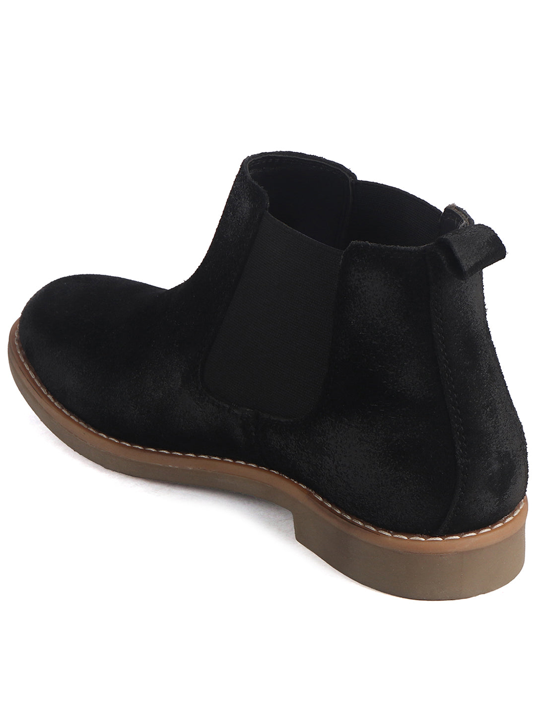 Men Black Suede Leather High Ankle Slip-On Chelsea Boot with Cushioned Insole|Anti Skid Honey TPR Sole|Shoe for Winter Outfits, Office, Travel, Semi Formal