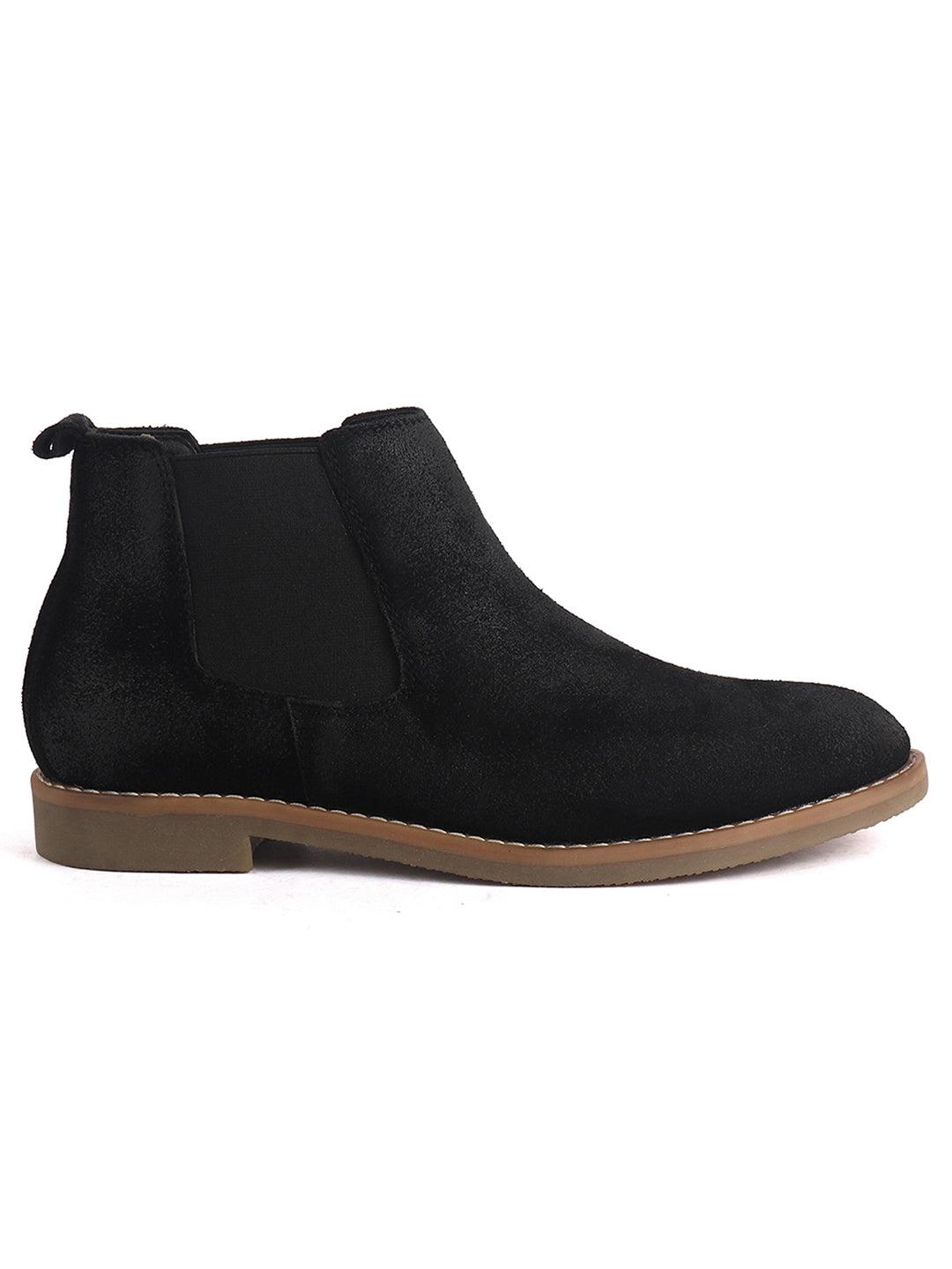 Men Black Suede Leather High Ankle Slip-On Chelsea Boot with Cushioned Insole|Anti Skid Honey TPR Sole|Shoe for Winter Outfits, Office, Travel, Semi Formal