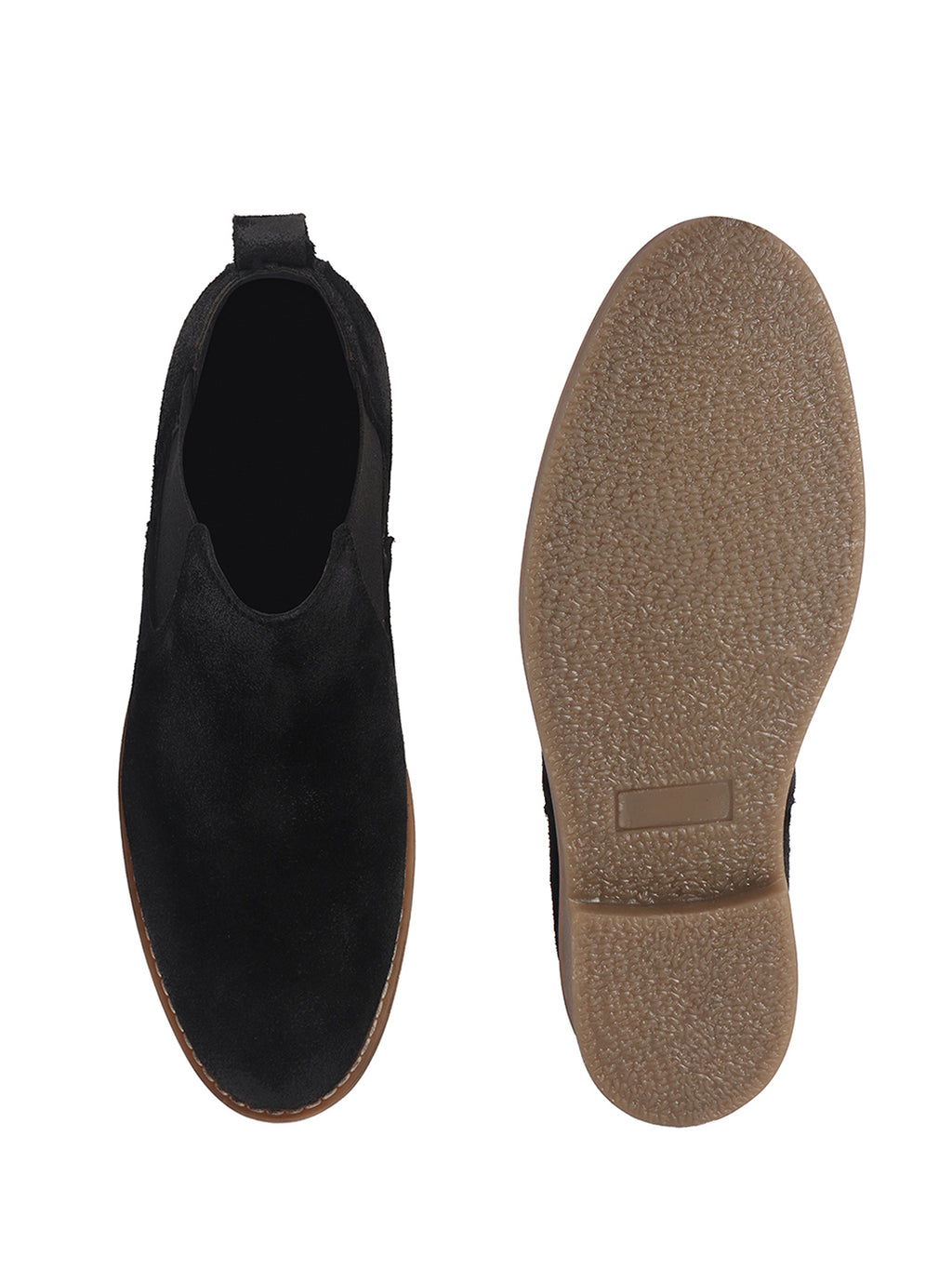 Men Black Suede Leather High Ankle Slip-On Chelsea Boot with Cushioned Insole|Anti Skid Honey TPR Sole|Shoe for Winter Outfits, Office, Travel, Semi Formal