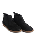 Men Black Suede Leather High Ankle Slip-On Chelsea Boot with Cushioned Insole|Anti Skid Honey TPR Sole|Shoe for Winter Outfits, Office, Travel, Semi Formal