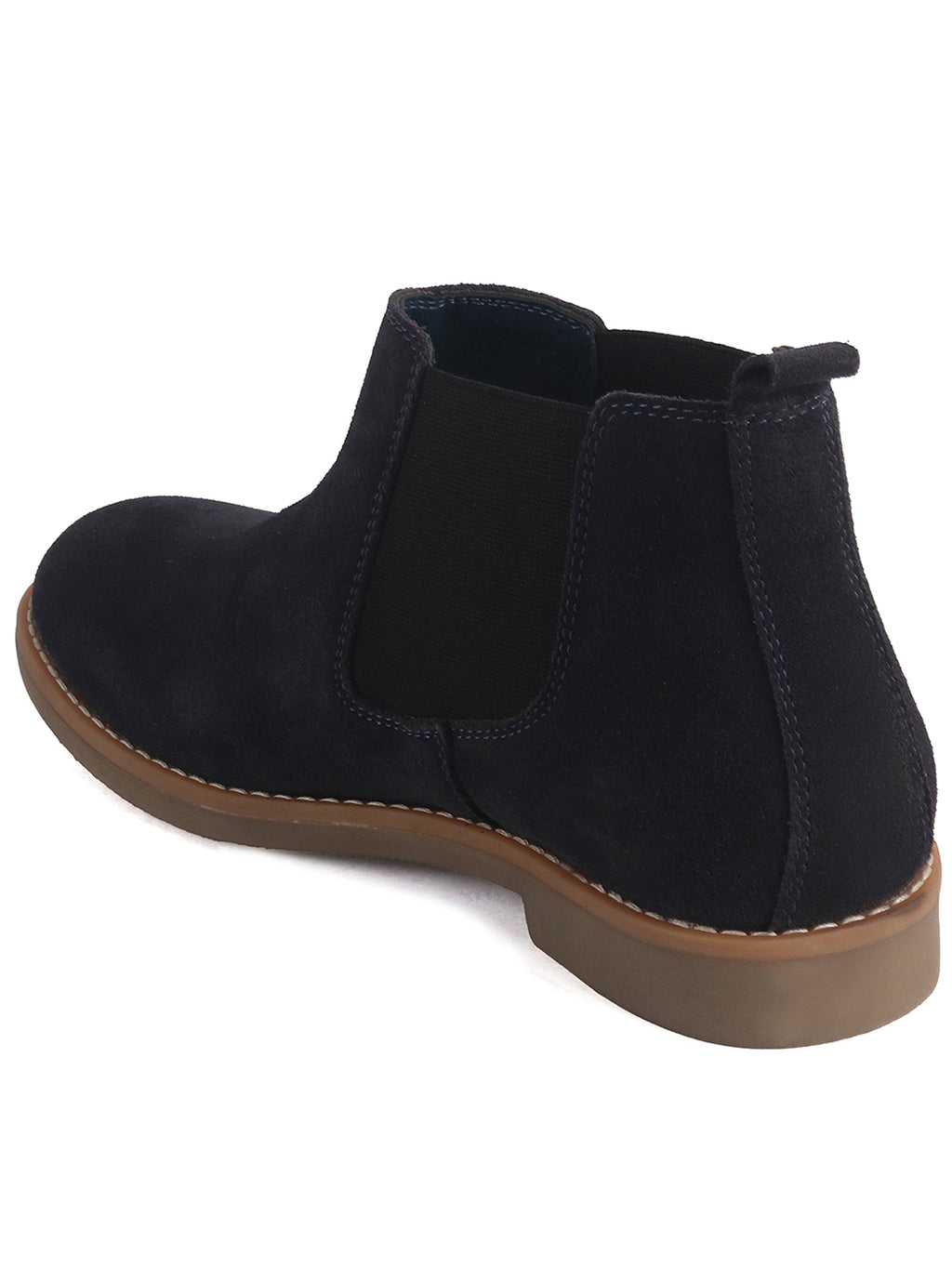 Men Blue Suede Leather High Ankle Slip-On Chelsea Boot with Cushioned Insole|Anti Skid Honey TPR Sole|Shoe for Winter Outfits, Office, Travel, Semi Formal