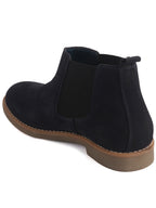 Men Blue Suede Leather High Ankle Slip-On Chelsea Boot with Cushioned Insole|Anti Skid Honey TPR Sole|Shoe for Winter Outfits, Office, Travel, Semi Formal