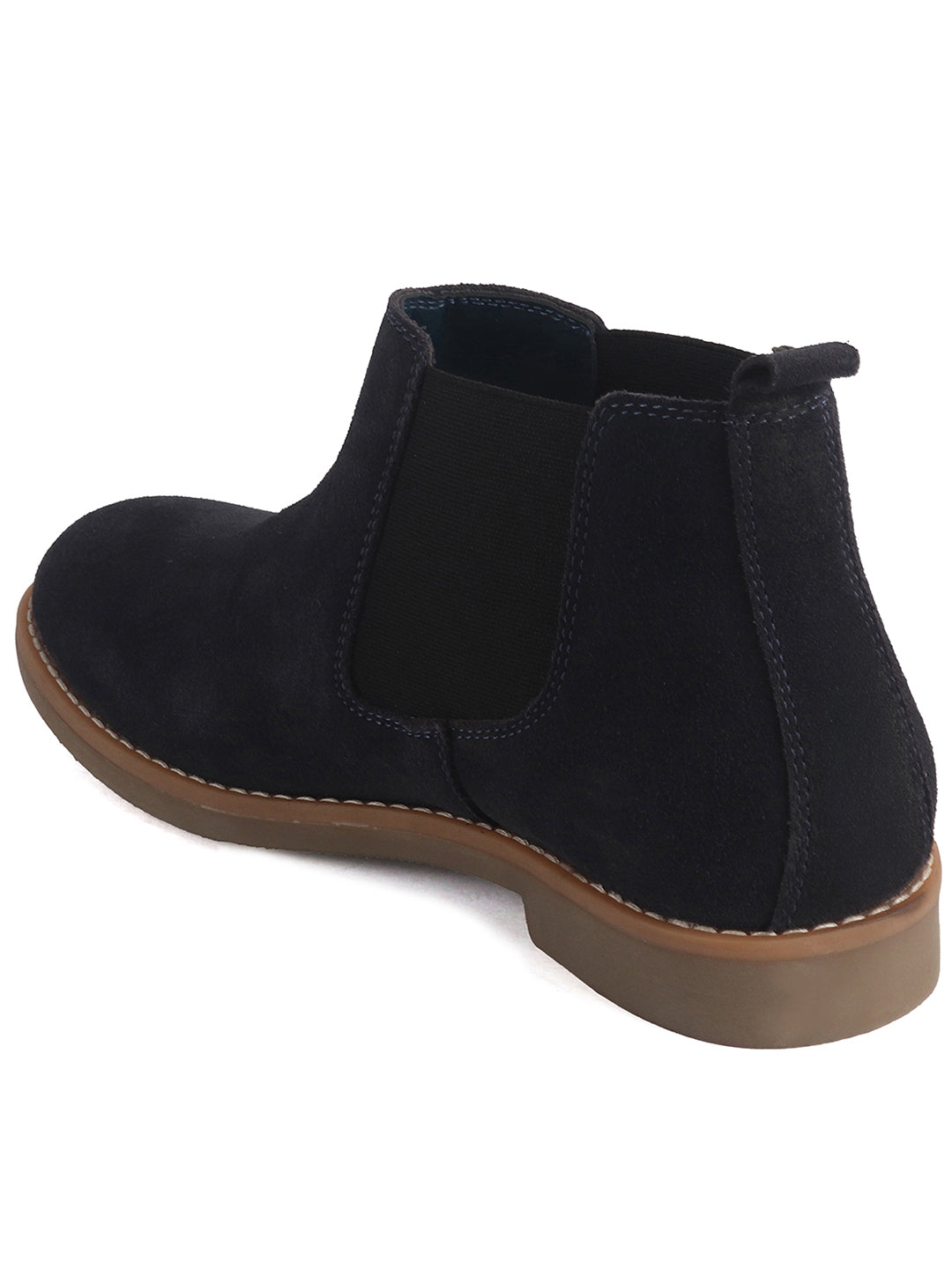 Men Blue Suede Leather High Ankle Slip-On Chelsea Boot with Cushioned Insole|Anti Skid Honey TPR Sole|Shoe for Winter Outfits, Office, Travel, Semi Formal