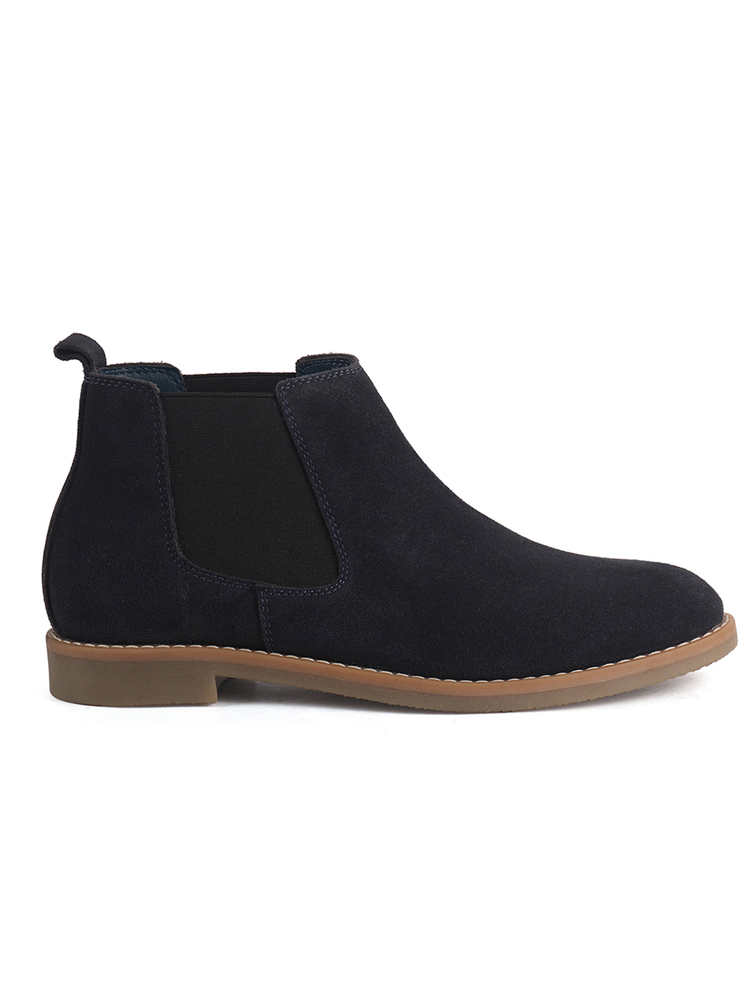 Men Blue Suede Leather High Ankle Slip-On Chelsea Boot with Cushioned Insole|Anti Skid Honey TPR Sole|Shoe for Winter Outfits, Office, Travel, Semi Formal