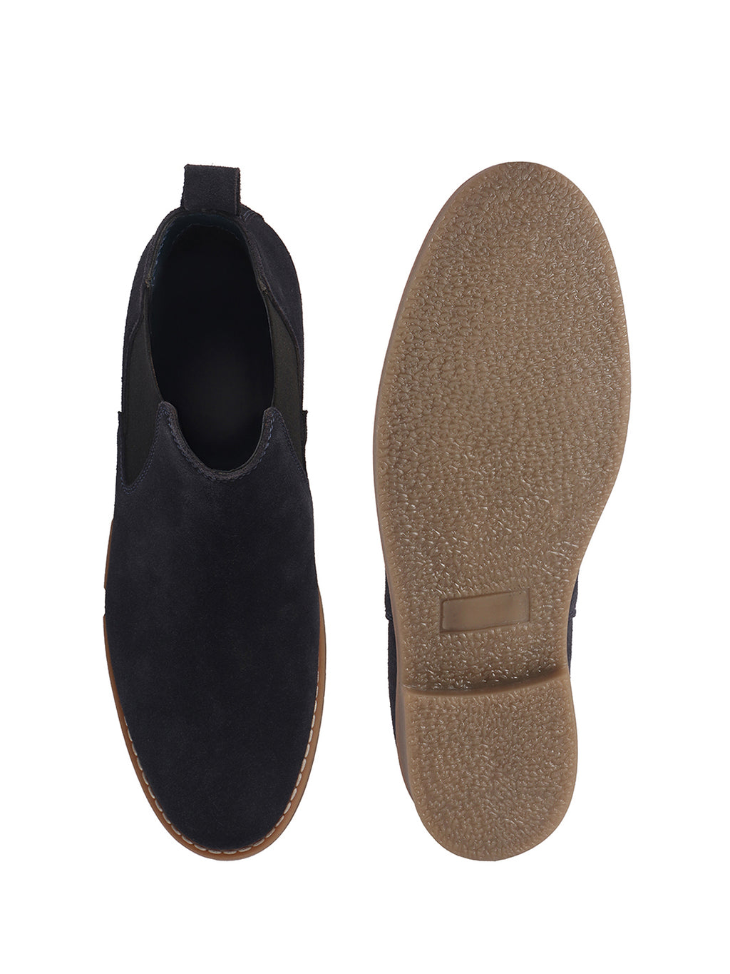 Men Blue Suede Leather High Ankle Slip-On Chelsea Boot with Cushioned Insole|Anti Skid Honey TPR Sole|Shoe for Winter Outfits, Office, Travel, Semi Formal