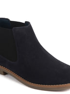 Men Blue Suede Leather High Ankle Slip-On Chelsea Boot with Cushioned Insole|Anti Skid Honey TPR Sole|Shoe for Winter Outfits, Office, Travel, Semi Formal