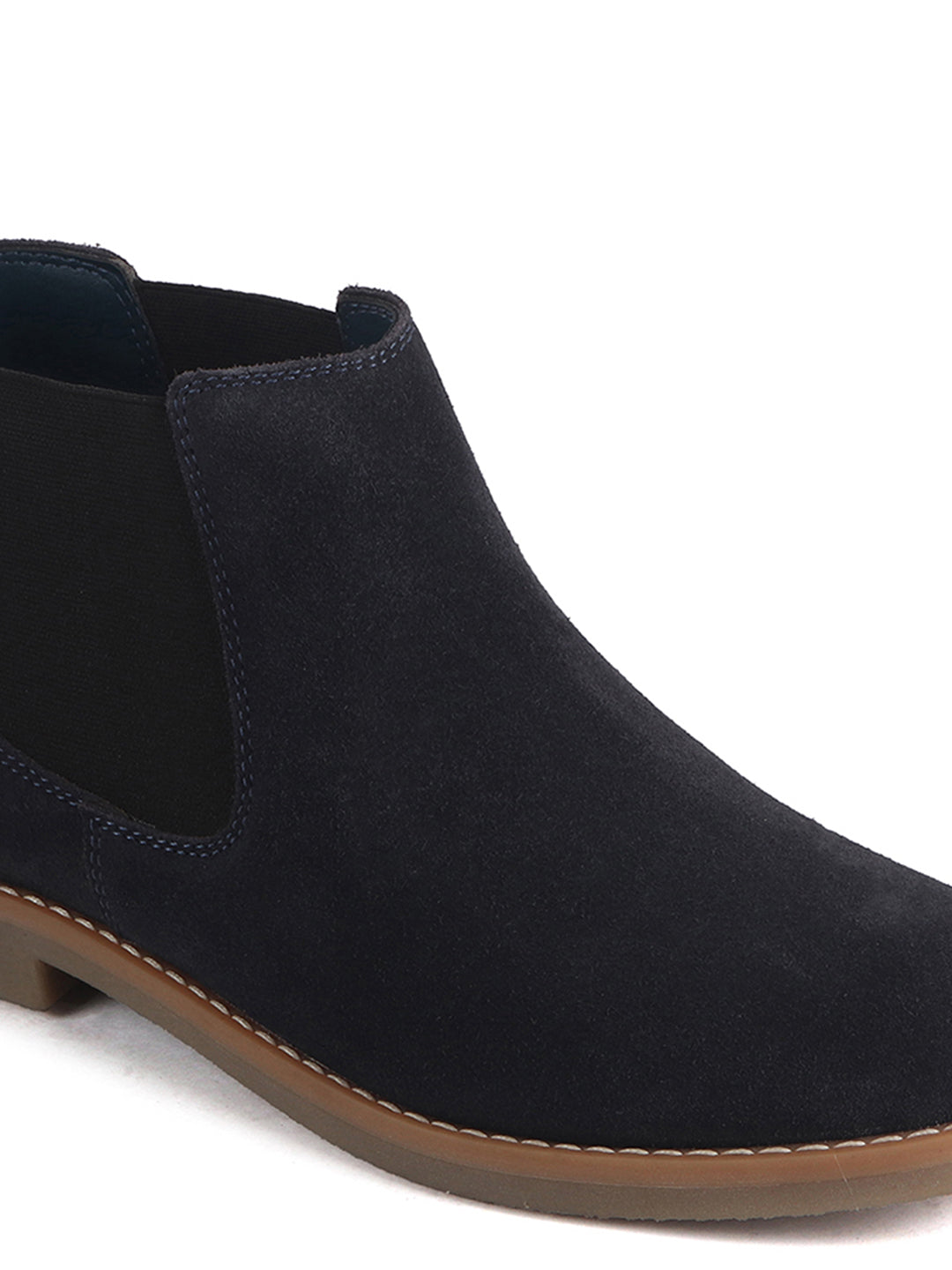 Men Blue Suede Leather High Ankle Slip-On Chelsea Boot with Cushioned Insole|Anti Skid Honey TPR Sole|Shoe for Winter Outfits, Office, Travel, Semi Formal