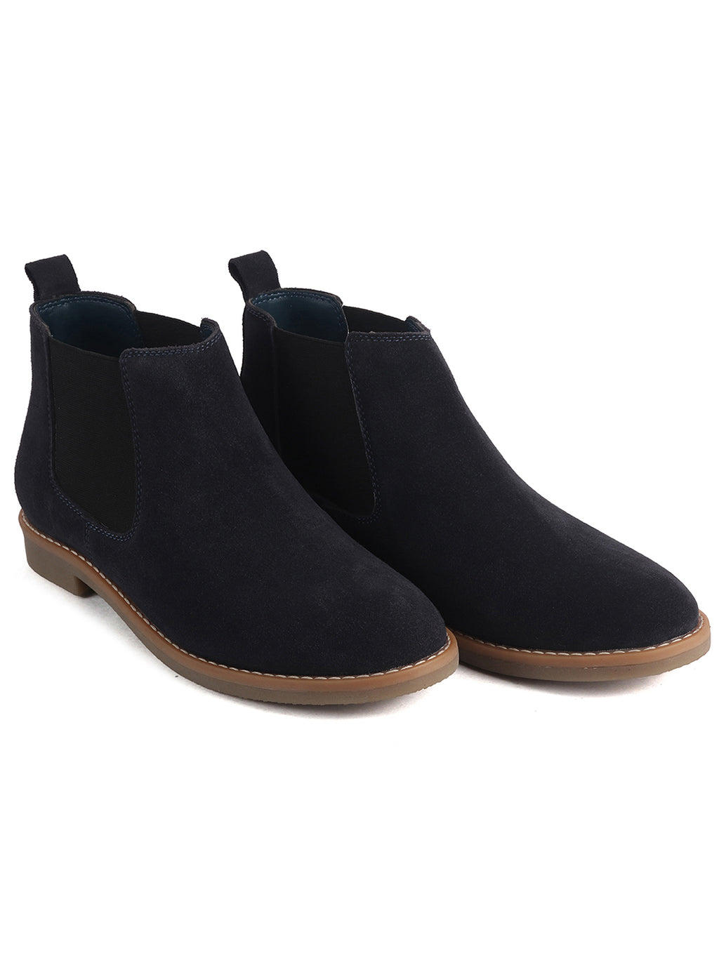Men Blue Suede Leather High Ankle Slip-On Chelsea Boot with Cushioned Insole|Anti Skid Honey TPR Sole|Shoe for Winter Outfits, Office, Travel, Semi Formal