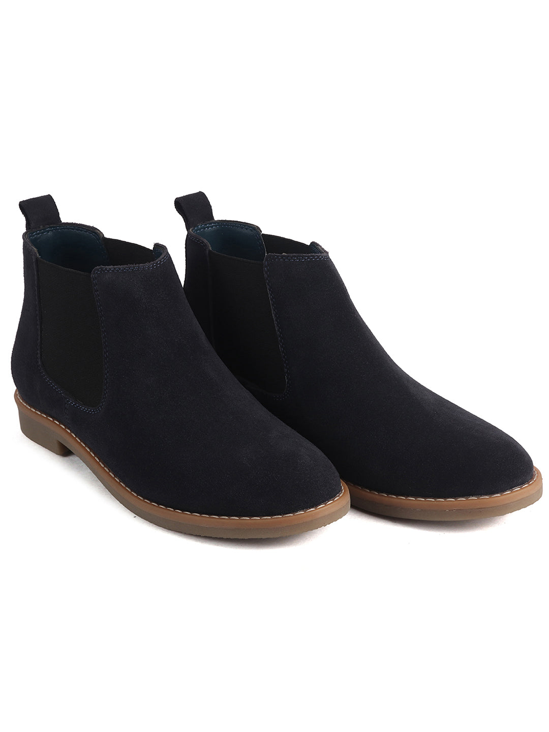 Men Blue Suede Leather High Ankle Slip-On Chelsea Boot with Cushioned Insole|Anti Skid Honey TPR Sole|Shoe for Winter Outfits, Office, Travel, Semi Formal