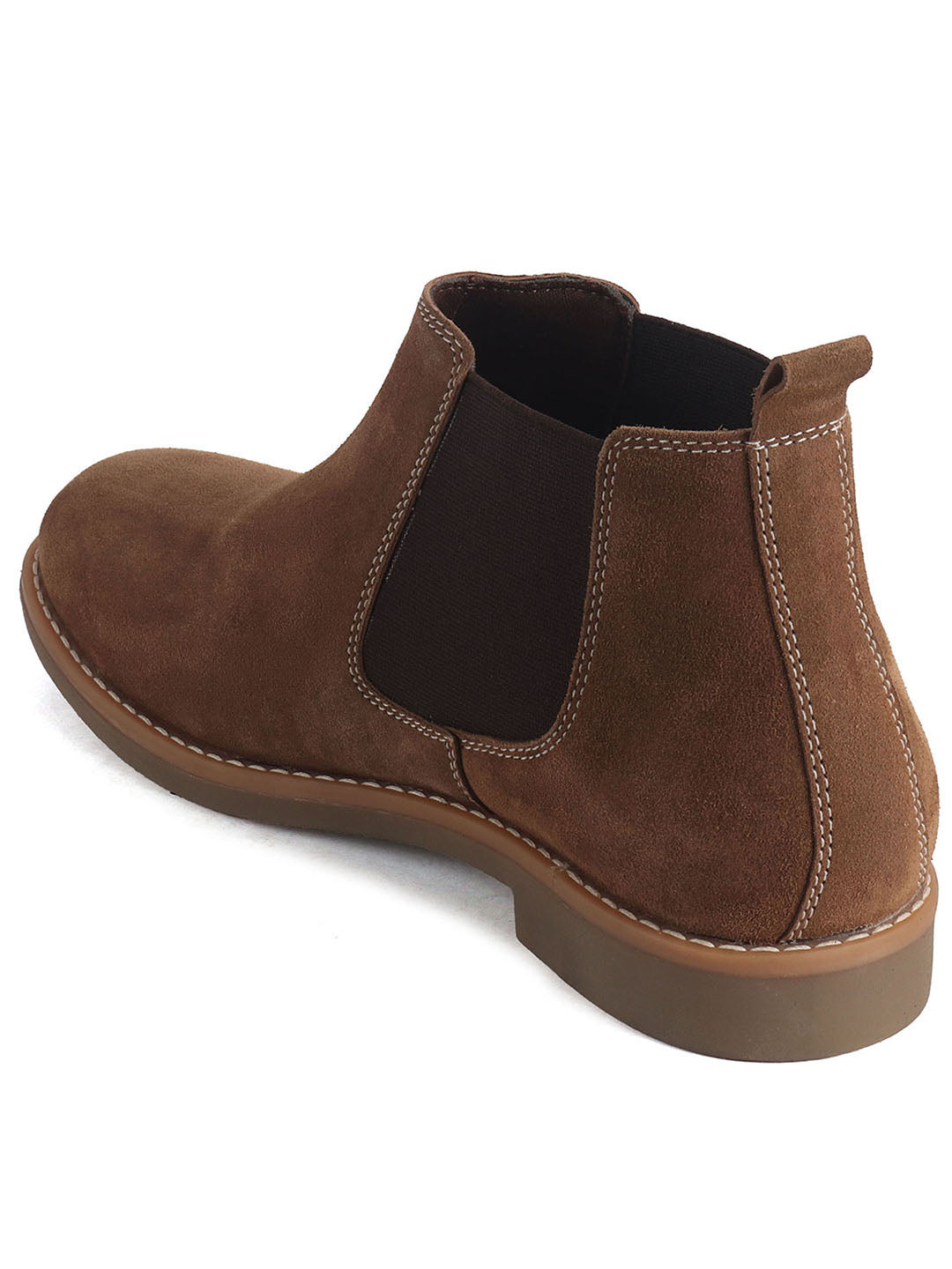 Men Brown Suede Leather High Ankle Slip-On Chelsea Boot with Cushioned Insole|Anti Skid Honey TPR Sole|Shoe for Winter Outfits, Office, Travel, Semi Formal