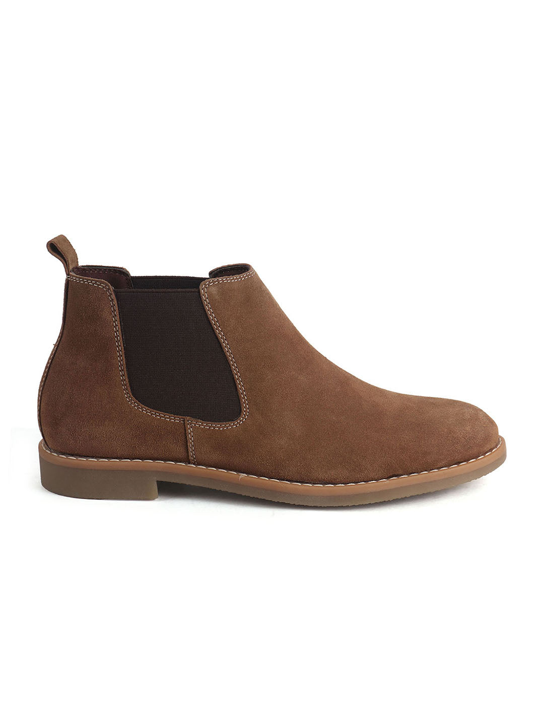 Men Brown Suede Leather High Ankle Slip-On Chelsea Boot with Cushioned Insole|Anti Skid Honey TPR Sole|Shoe for Winter Outfits, Office, Travel, Semi Formal