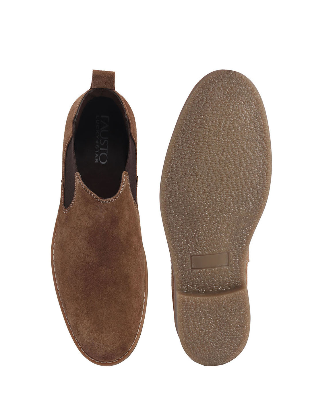 Men Brown Suede Leather High Ankle Slip-On Chelsea Boot with Cushioned Insole|Anti Skid Honey TPR Sole|Shoe for Winter Outfits, Office, Travel, Semi Formal
