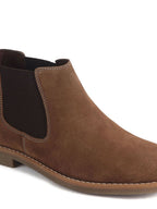 Men Brown Suede Leather High Ankle Slip-On Chelsea Boot with Cushioned Insole|Anti Skid Honey TPR Sole|Shoe for Winter Outfits, Office, Travel, Semi Formal
