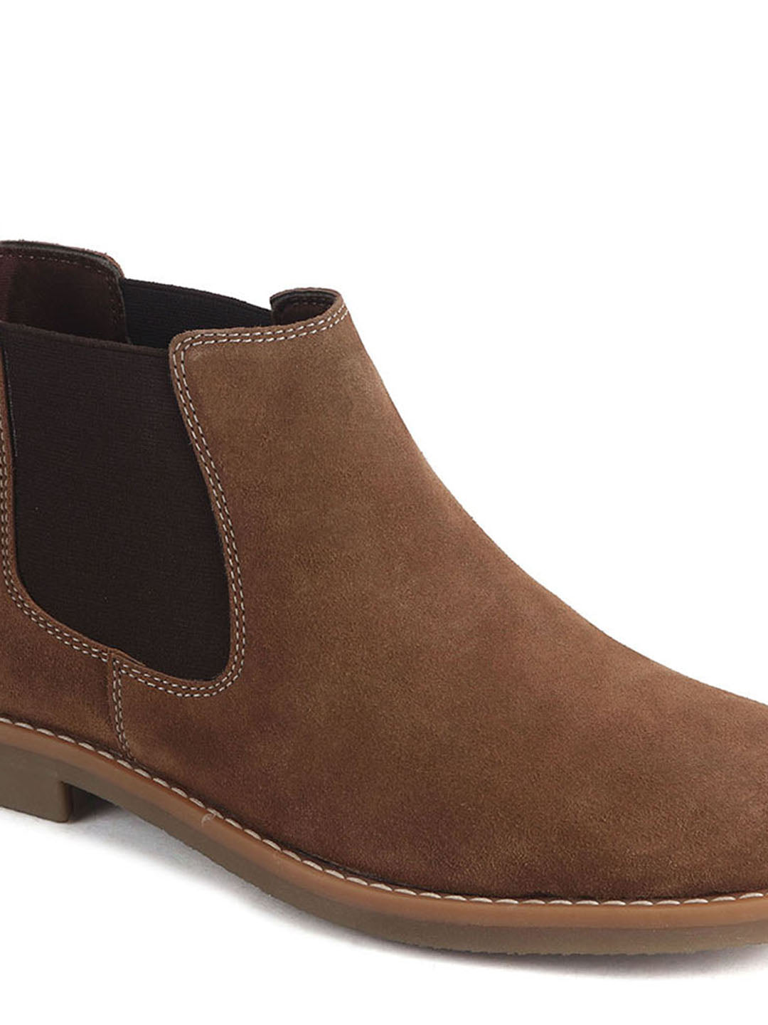 Men Brown Suede Leather High Ankle Slip-On Chelsea Boot with Cushioned Insole|Anti Skid Honey TPR Sole|Shoe for Winter Outfits, Office, Travel, Semi Formal