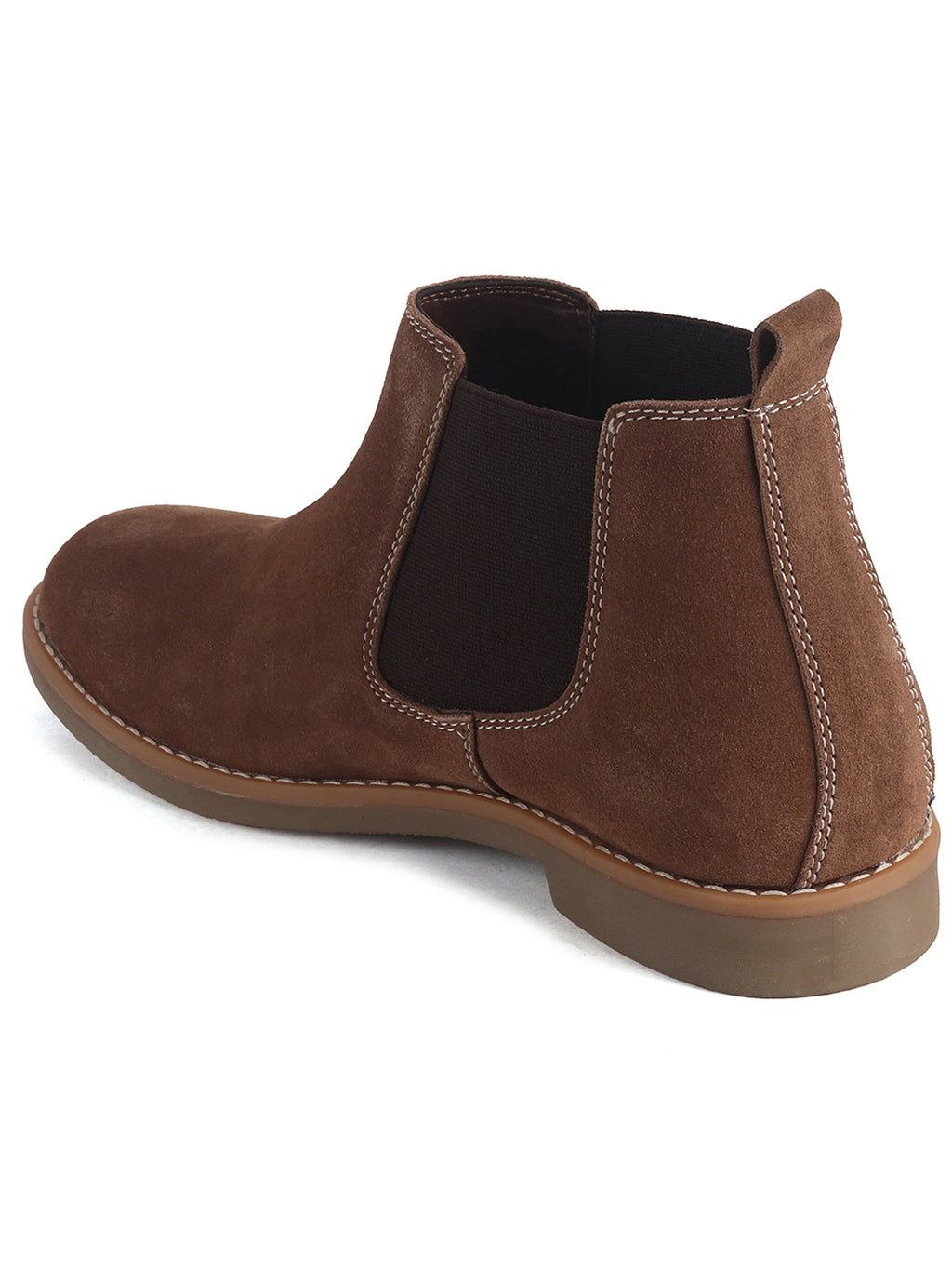 Men Camel Suede Leather High Ankle Slip-On Chelsea Boot with Cushioned Insole|Anti Skid Honey TPR Sole|Shoe for Winter Outfits, Office, Travel, Semi Formal