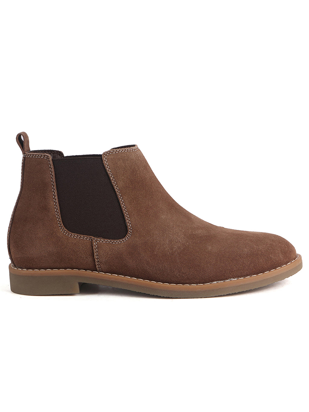 Men Camel Suede Leather High Ankle Slip-On Chelsea Boot with Cushioned Insole|Anti Skid Honey TPR Sole|Shoe for Winter Outfits, Office, Travel, Semi Formal