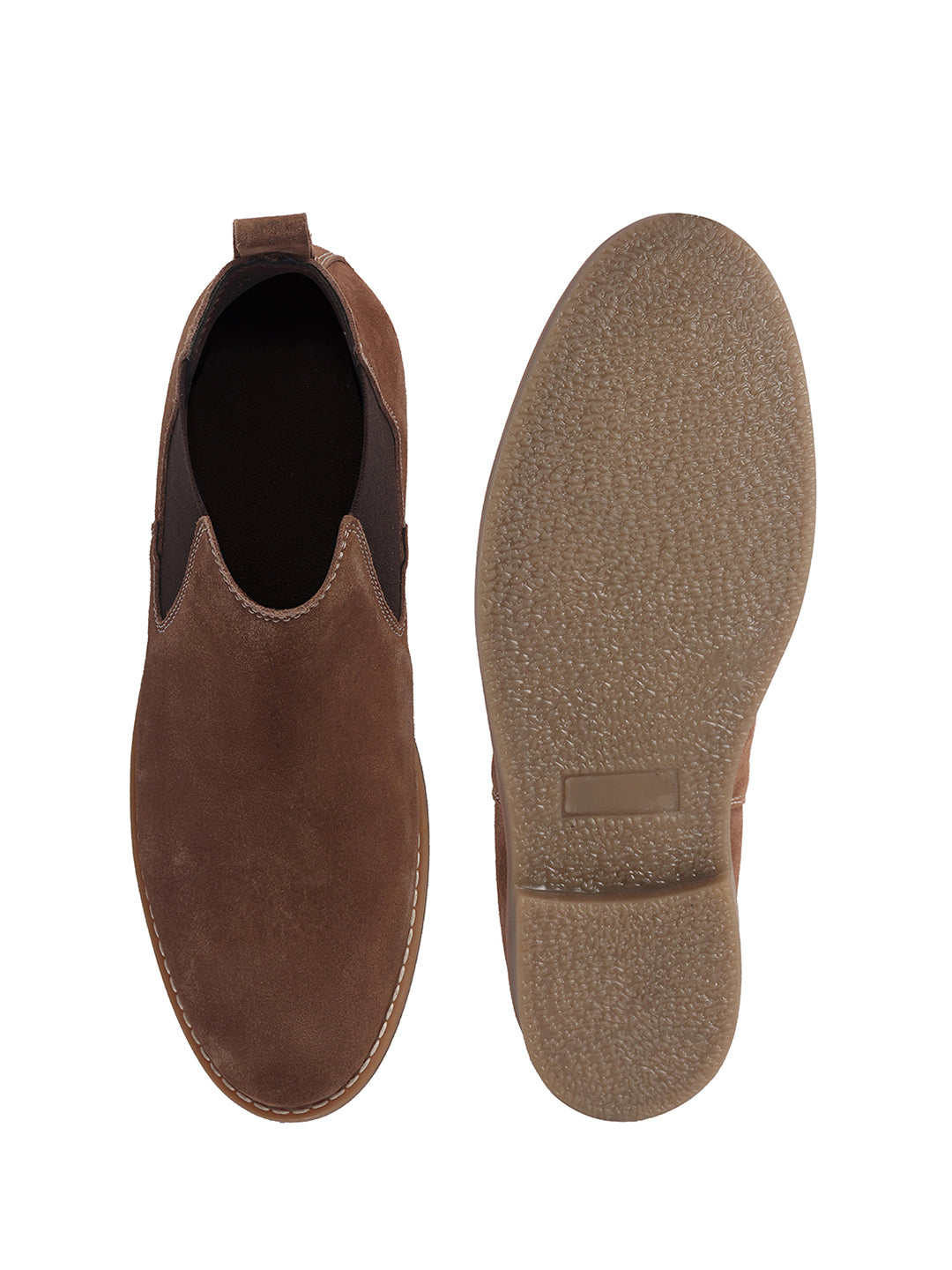 Men Camel Suede Leather High Ankle Slip-On Chelsea Boot with Cushioned Insole|Anti Skid Honey TPR Sole|Shoe for Winter Outfits, Office, Travel, Semi Formal