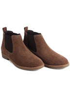 Men Camel Suede Leather High Ankle Slip-On Chelsea Boot with Cushioned Insole|Anti Skid Honey TPR Sole|Shoe for Winter Outfits, Office, Travel, Semi Formal