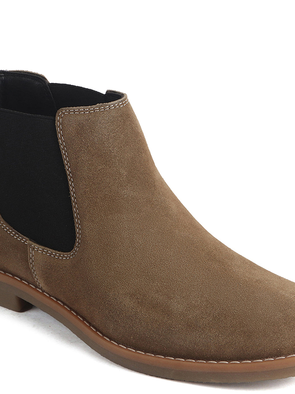 Men Cheeku Suede Leather High Ankle Slip-On Chelsea Boot with Cushioned Insole|Anti Skid Honey TPR Sole|Shoe for Winter Outfits, Office, Travel, Semi Formal