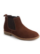 Men Cognac Suede Leather High Ankle Slip-On Chelsea Boot with Cushioned Insole|Anti Skid Honey TPR Sole|Shoe for Winter Outfits, Office, Travel, Semi Formal