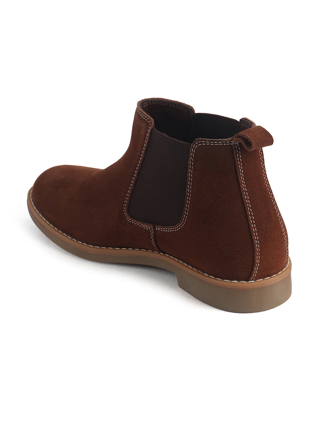 Men Cognac Suede Leather High Ankle Slip-On Chelsea Boot with Cushioned Insole|Anti Skid Honey TPR Sole|Shoe for Winter Outfits, Office, Travel, Semi Formal